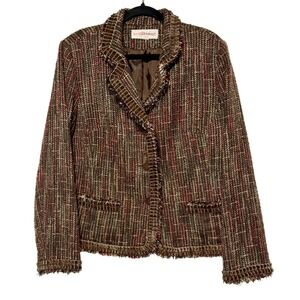 Vintage Whimsigoth Fairy Grunge Tweed Blazer Women's Size XL Velvet Trim Cottage